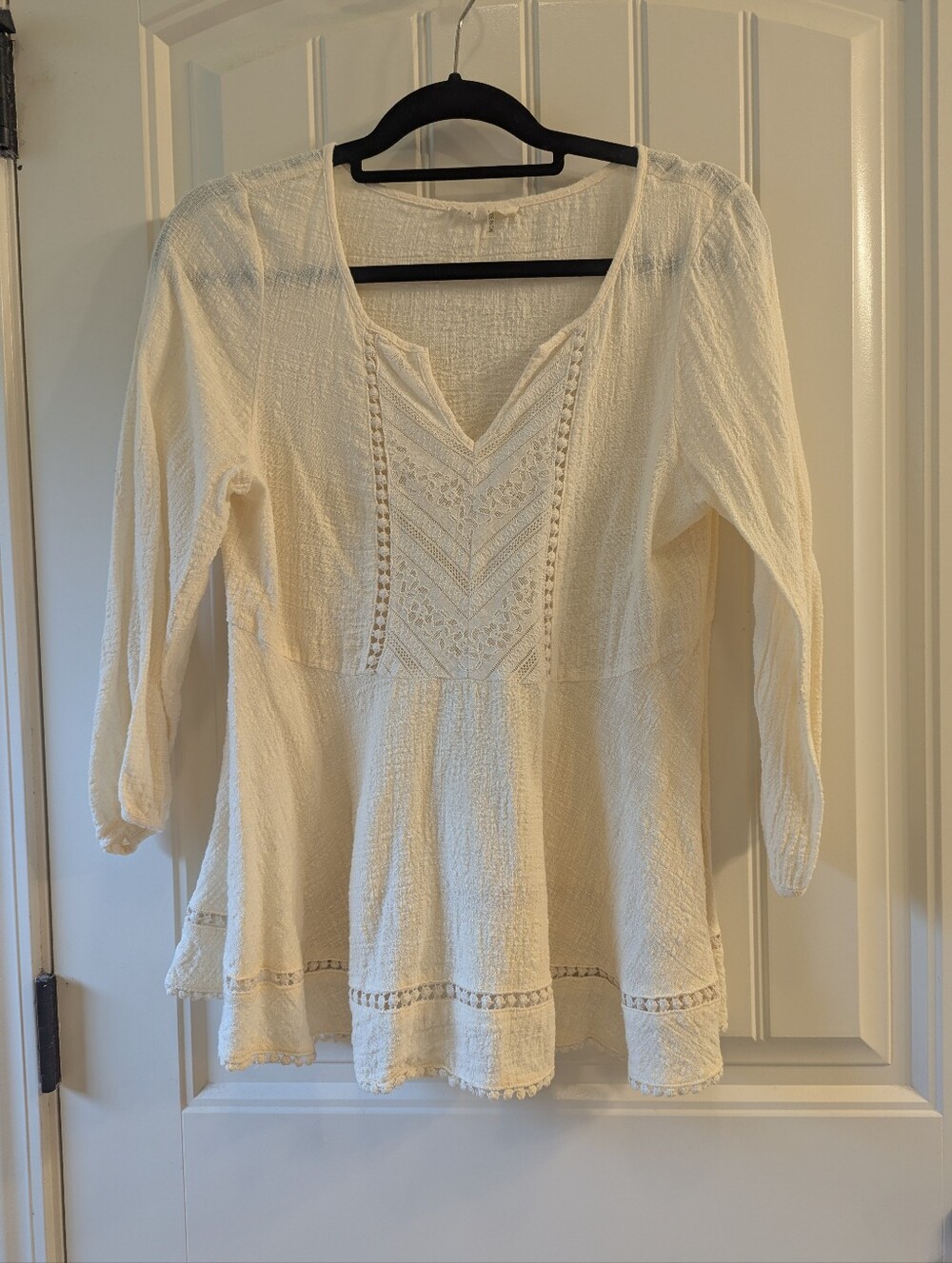 entro Cream Textured Peplum Tunic Top